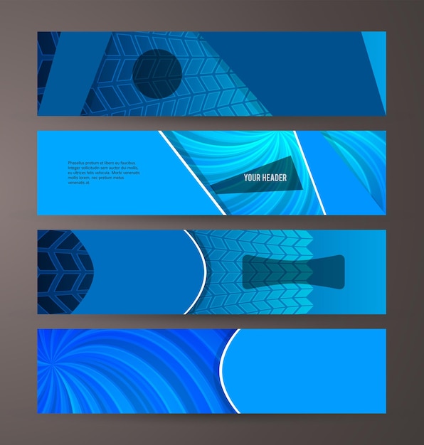 Horizontal web banner blue background set template06