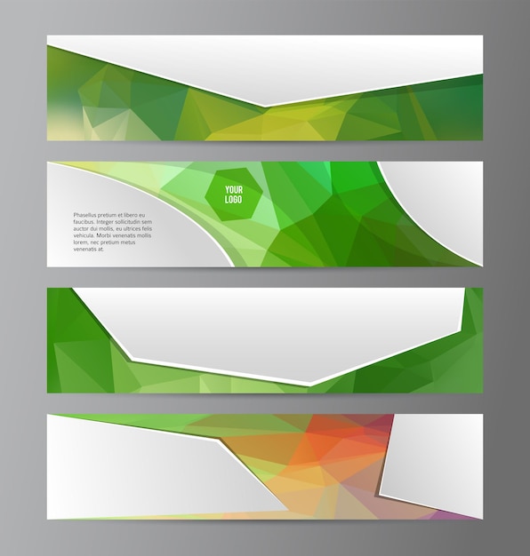 Horizontal web banner triangle mosaic background set template03