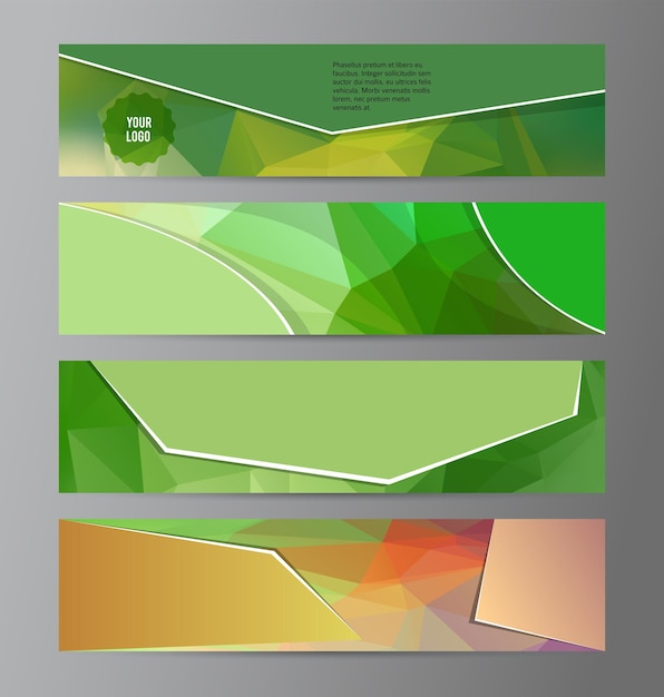 Горизонтальный веб-баннер треугольник мозаичный фон set template04