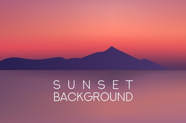 Vector horizontal wide sunset mountain landscape blurred background sunset and sunrise sea blurred background