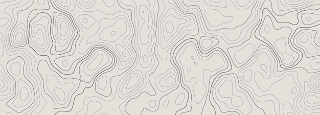 Горизонтальная широкая топографическая линия контурная карта фон географическая абстрактная сетчатая карта Редактируемый штрих Винтажный стиль на открытом воздухе белая волна бумага изогнутые рельефы Карта местности Контуры троп картография