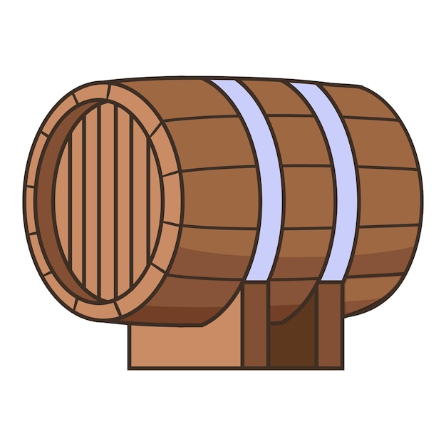 Horizontal wooden barrel icon Cartoon illustration of horizontal wooden barrel vector icon for web design