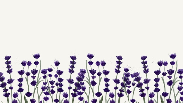 Horizontale abstracte achtergrond met handgetekende lavendel veld in aquarel stijl Vector
