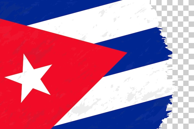 Horizontale abstracte grunge geborstelde vlag van cuba op transparant raster