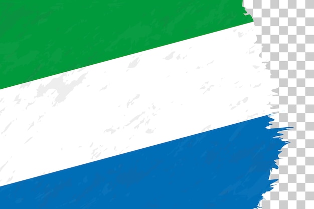 Horizontale abstracte grunge geborstelde vlag van Sierra Leone op transparant raster