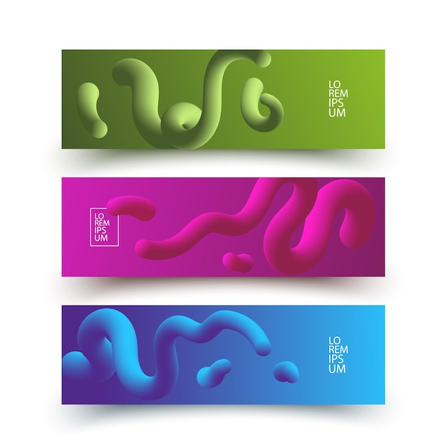 Horizontale banner die met abstracte dynamische vloeibare kleuren op kleurrijke gradiënt wordt geplaatst.