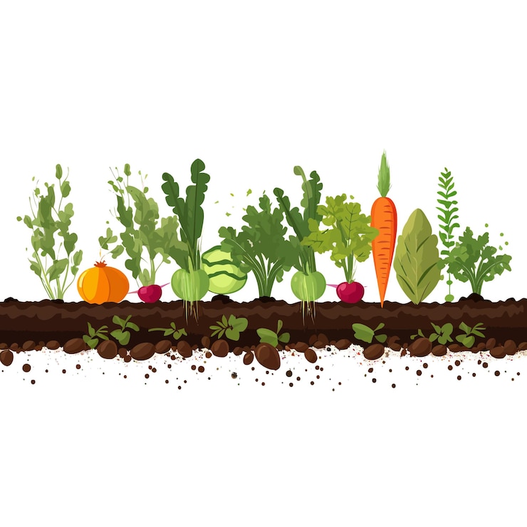 Vector horizontale banner gemaakt van eenvoudige groenten platte vectorstijl op witte achtergrond
