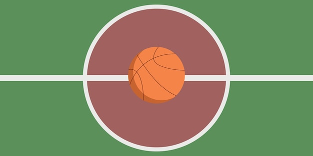 Horizontale banner met basketbalveld en bal Vectorillustratie