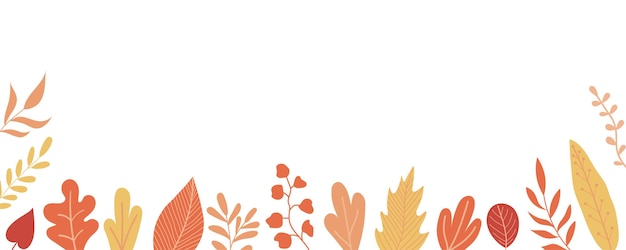 Horizontale banner met herfstbladeren aan de onderkant