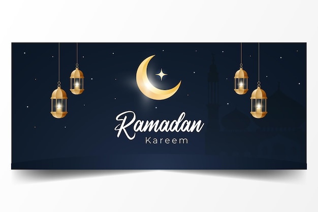 Horizontale banner van Ramadan Kareem komende nacht illustratie