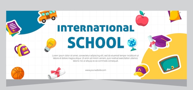 Horizontale banner voor terug naar school sjabloonontwerp van de banner