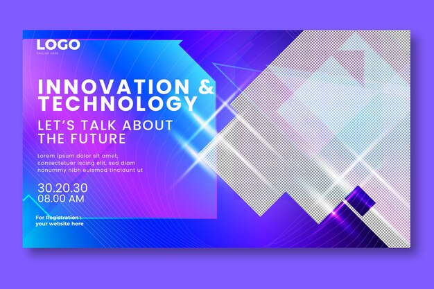 Horizontale futuristische metaverse innovatie webinar virtuele technologie en toekomstige neon innovatie technologie korting verkoop banner ontwerp