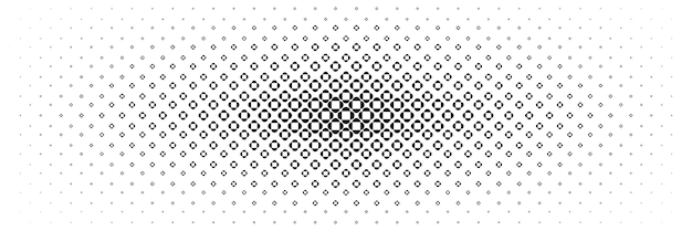 Horizontale halftone van zwart en wit verspreid vierkant en halve cirkel ontwerp voor patroon en bakcground