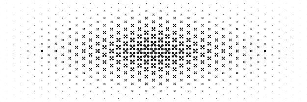 horizontale halftone van zwart kruis en cirkelontwerp voor patroon en achtergrond