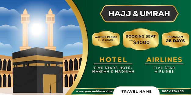 Horizontale reis hadj en umrah banner poster illustratie