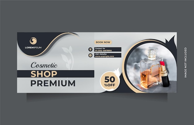 Horizontale social media-post en bannersjabloon voor de verkoop van cosmetica, huidverzorging en schoonheidssalon