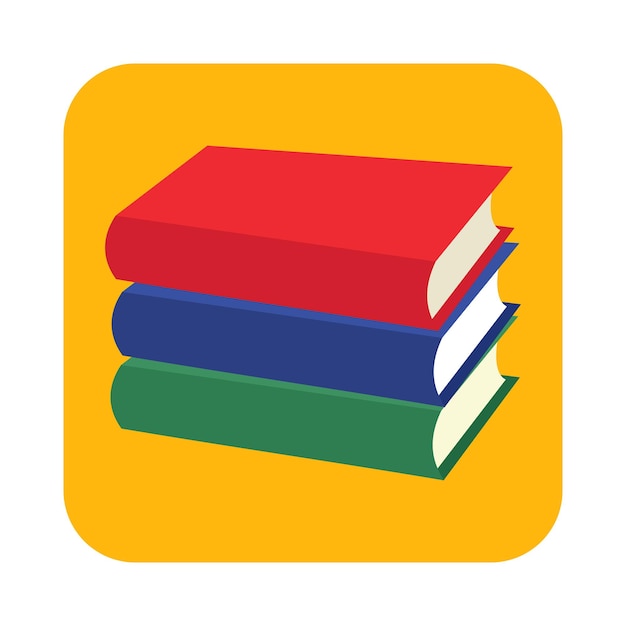 Horizontale stapel van drie gekleurde boeken platte pictogram voor web en mobiele apparaten