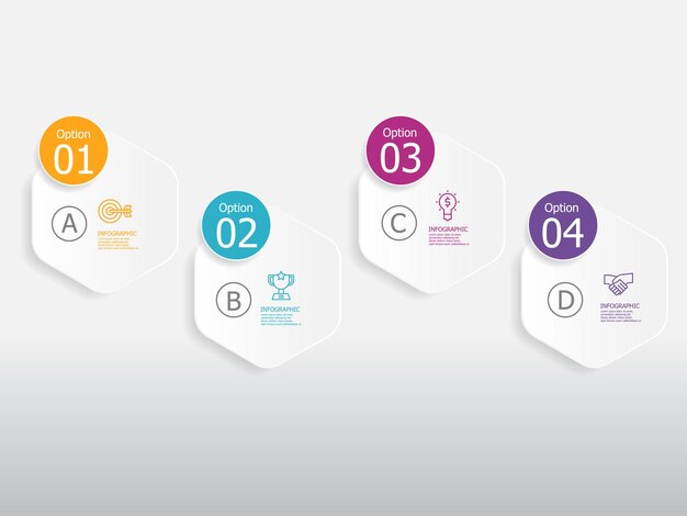 Horizontale tijdlijn infografisch element verslag achtergrond met bedrijfslijn icoon 4 stappen voor elke bedrijfsgerelateerde presentatie of publicatie