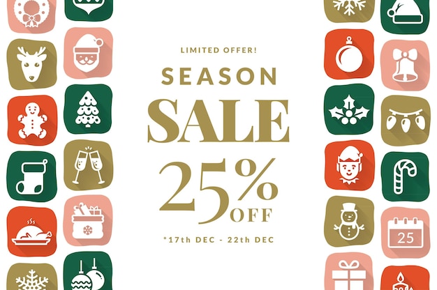 Horizontale verkoop banner vector sjabloon voor Kerstmis en Nieuwjaar kortingen