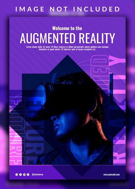 Horizontale verticale abstracte augmented reality technische neon futuristische moderne poster ontwerpsjabloon