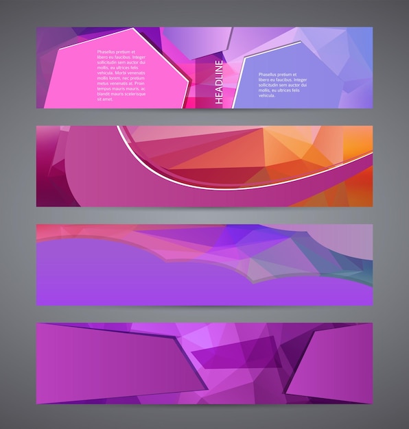 Horizontale web banner driehoek mozaïek achtergrond set template02