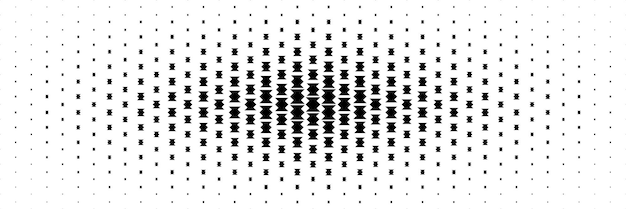 horizontale zwarte halftone van stukken zigzag die zich van het midden uitbreiden voor patroon en achtergrond