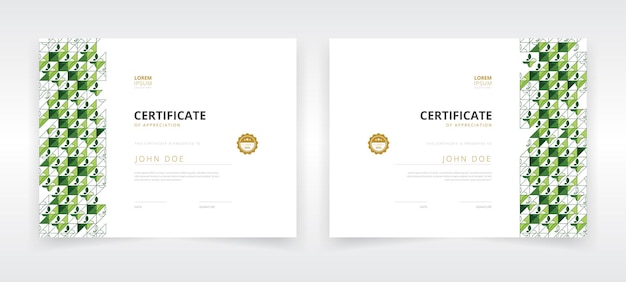 Vector horizontally oriented modern certificate template for educational or green industries