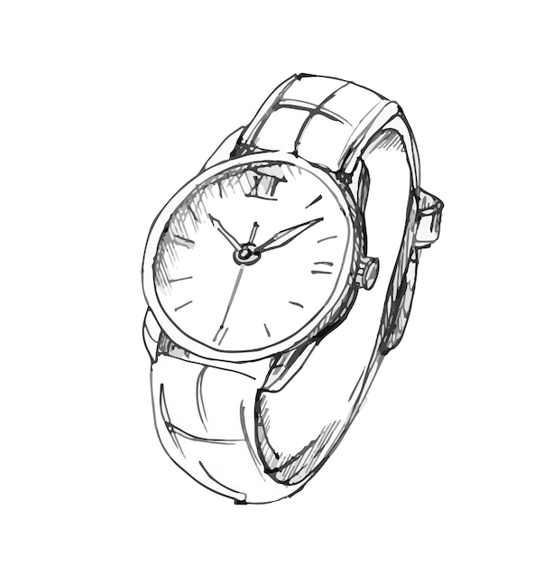 Vector horloges met de hand getekend op witte achtergrond vaderdag mannendag mannelijke accessoires vectorillustratie