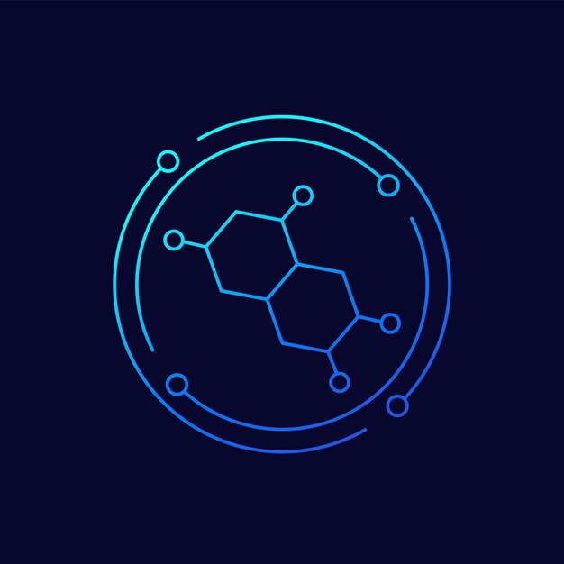 Hormone icon with a molecule linear design