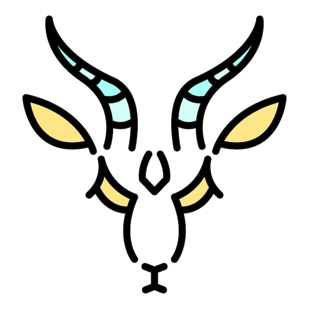 Horn gazelle icon Outline horn gazelle vector icon color flat isolated