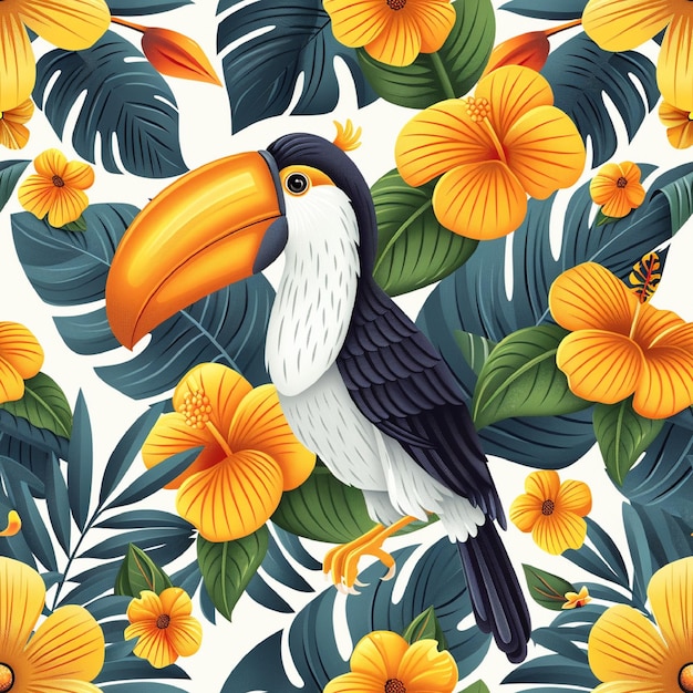 Vector hornbill seamless pattern background vector cute birds graphic with eps file