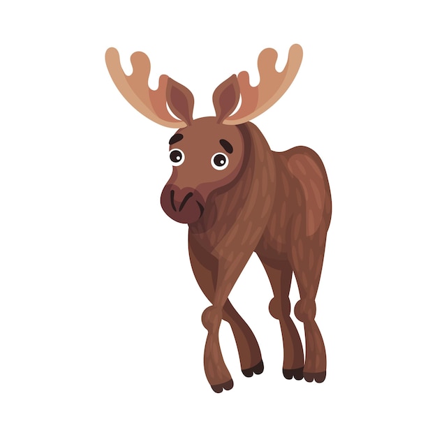 Vector horned brown elk as herbivore forest animal vector illustration