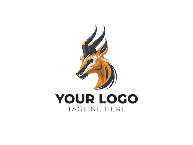 Horned Goat Head Logo Vector