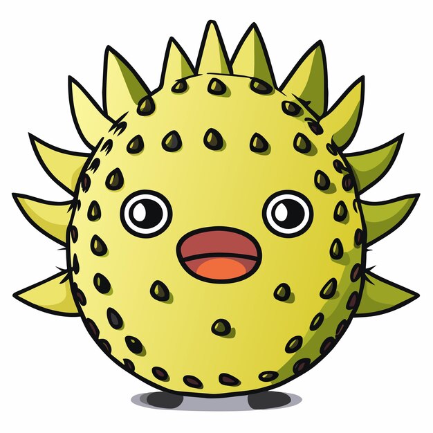 Vector horned melon hand drawn cartoon sticker icon concept isolated illustration