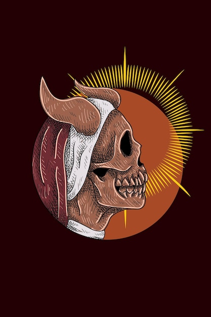 Horned nun skull vector illustration