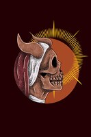 Horned nun skull vector illustration