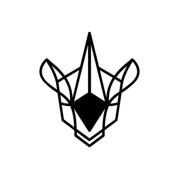 Vector horned rhino head line art design