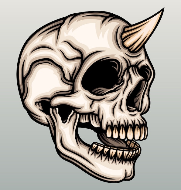 Horned skull illustration.