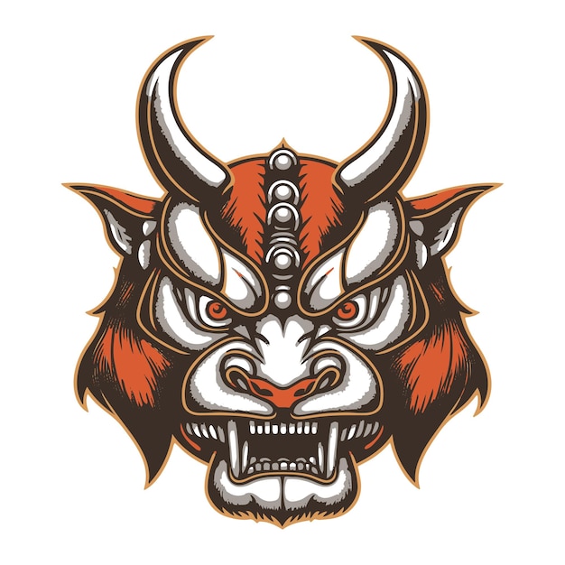 Horned tiger head mascot