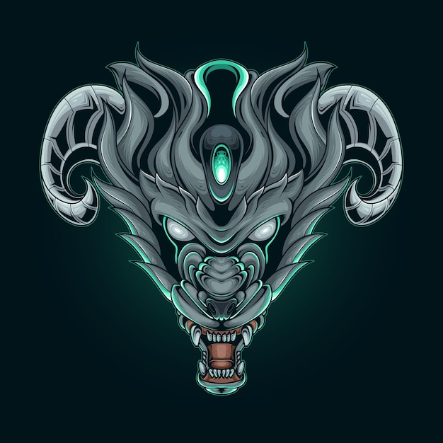 Horned wolf head vector illustration