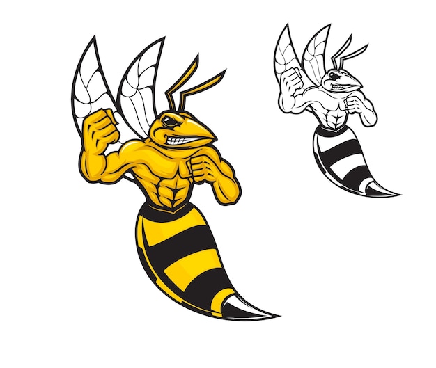 Hornet bee sport team mascot character wasp logo