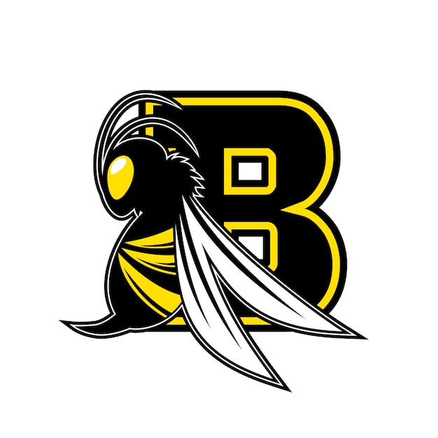 Hornet on letter b logo design