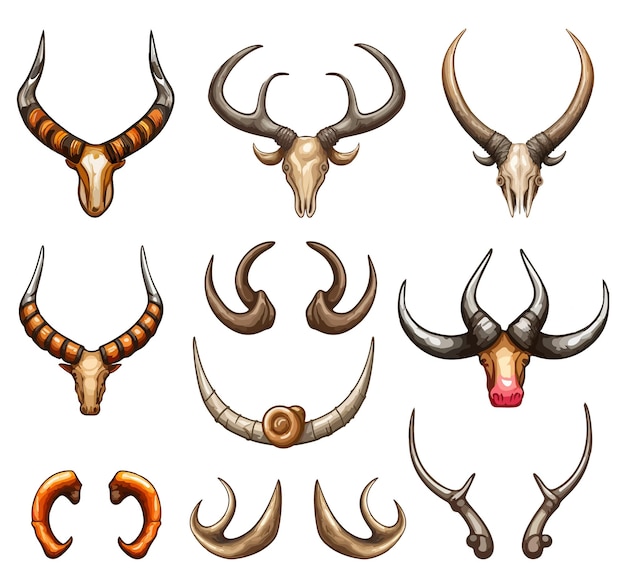 Vector horns collection vector icon set