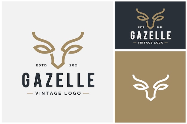 Vettore horns gazelle impala antelope deer antler per la fauna selvatica africana classic vintage retro logo dell'etichetta