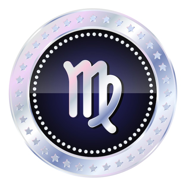 Horoscoop sterrenbeeld Maagd in zilveren ronde lijst