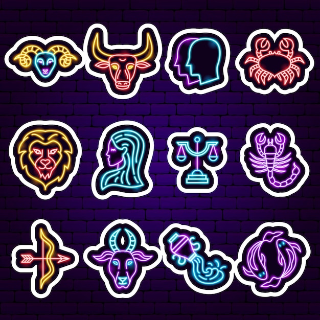 Horoscoop Zodiac Neon Stickers