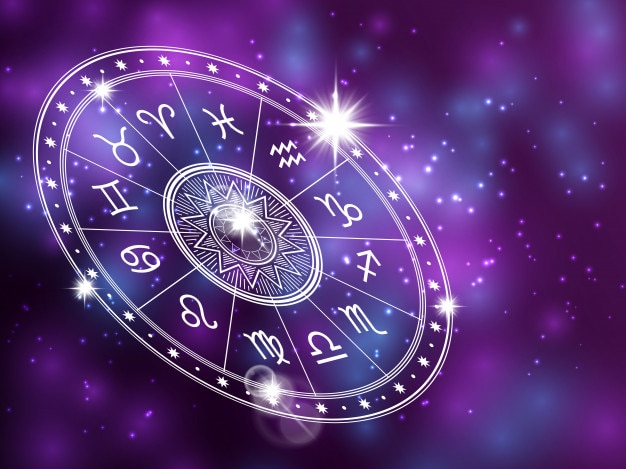 Cerchio dell'oroscopo su backgroung lucido - cerchio di astrologia