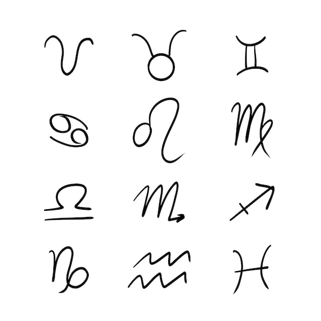 Horoscope signs of the zodiac astrology doodle