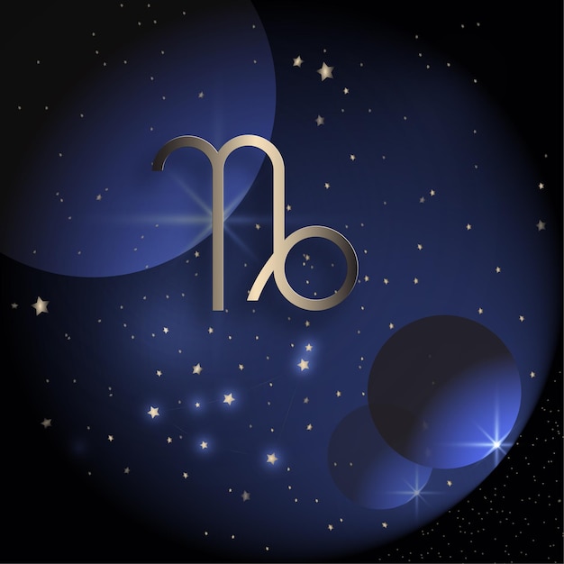 Horoscope zodiac capricorn constellation simple icon on dark blue color background