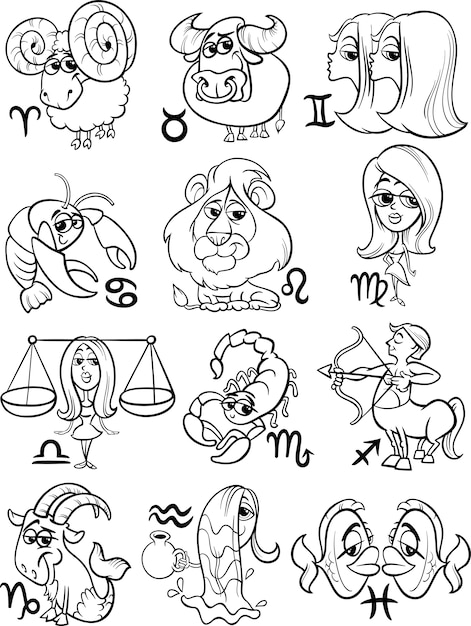 Vector horoscope zodiac signs set